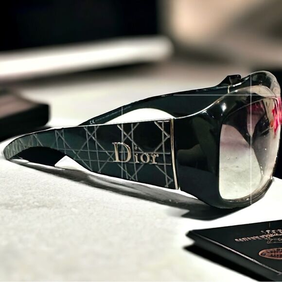 CHRISTIAN DIOR Sunglasses Cannage Black Quilted Luxury Designer Silver Logo Seri - Picture 1 of 12